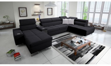 corner-sofa-beds - Morena V Quick Delivery Black Velvet - 1