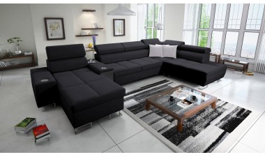 corner-sofa-beds - Morena V Quick Delivery Black Velvet corner-sofa-beds - Morena V Quick Delivery Black Velvet - 1