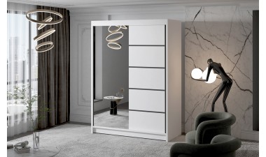 wardrobes - Milan 3 Wardrobe White with Mirror - 1