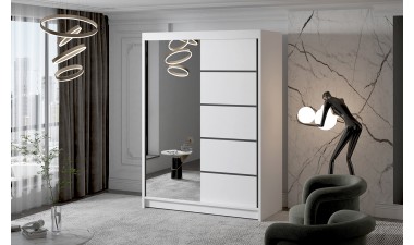 wardrobes - Milan 3 Wardrobe White with Mirror
