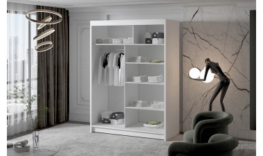 wardrobes - Milan 3 Wardrobe White with Mirror - 2