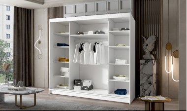 wardrobes - Palermo 6 Wardrobe Black with Mirror - 2