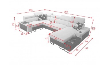 corner-sofa-beds - Melody IV MAXI Corner Sofa Bed U Shape - 20