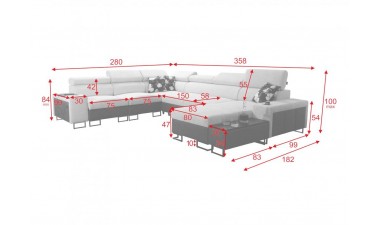 corner-sofa-beds - Melody VIII Corner Sofa Bed U Shape - 18